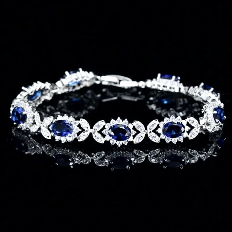 Eleanor - Blue Cubic Zirconia Bridal Bracelet