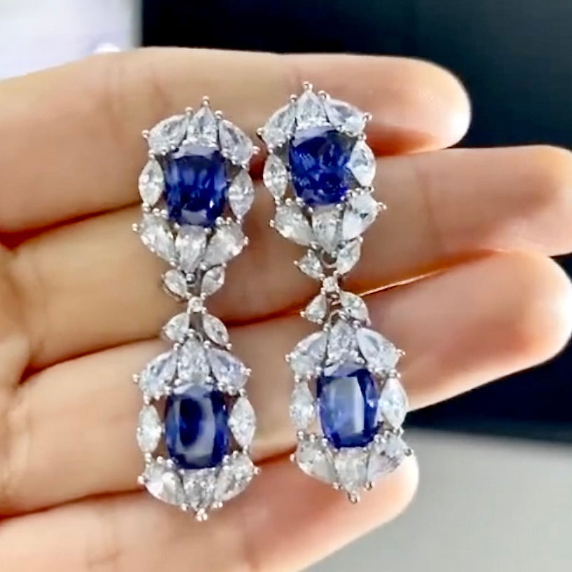 Lillia - Blue Cubic Zirconia Bridal Earrings