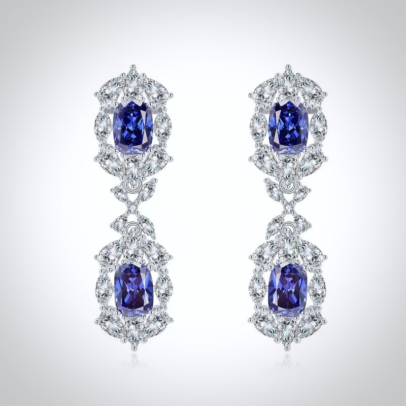 Lillia - Blue Cubic Zirconia Bridal Earrings