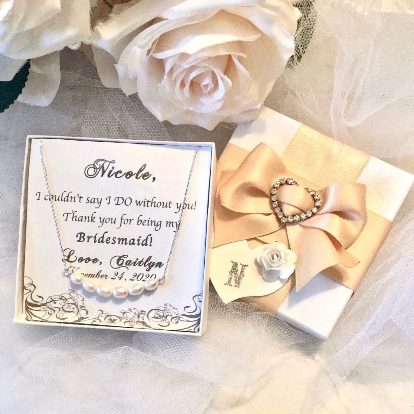 "Kalina" - Freshwater Pearl Bridal Necklace, Bridesmaids Gift