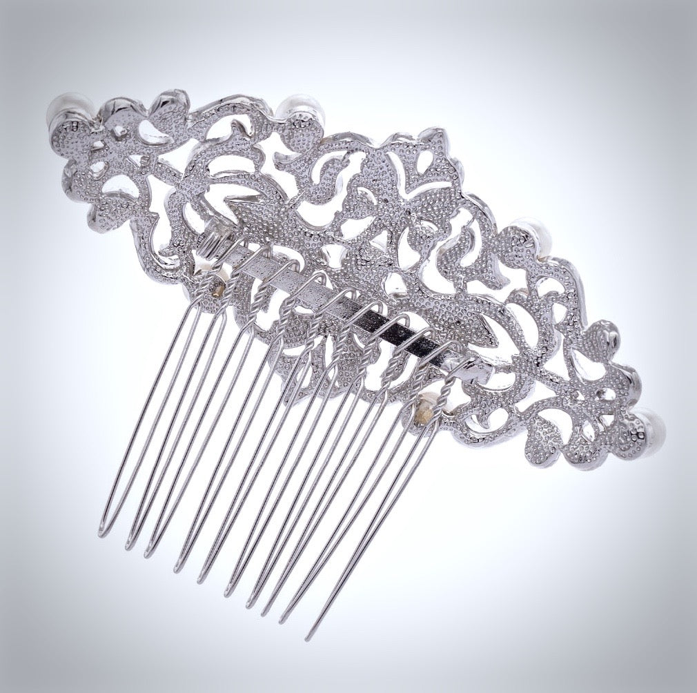 "Jade" - Vintage Pearl and Crystal Bridal Hair Comb