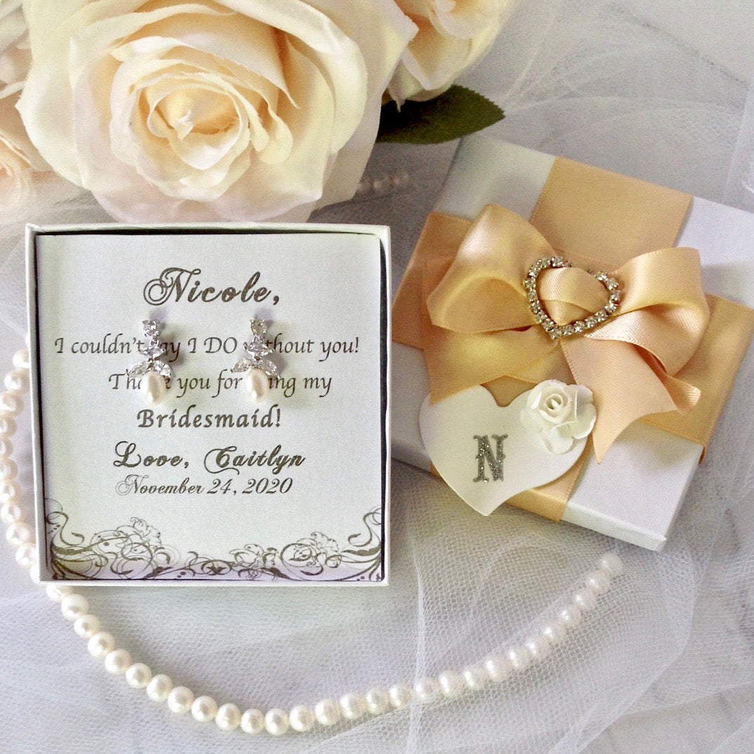 Kim - Pearl and Cubic Zirconia Bridal Earrings