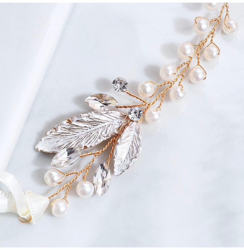 "Taryn" - Gold Pearl and Crystal Bridal Headband