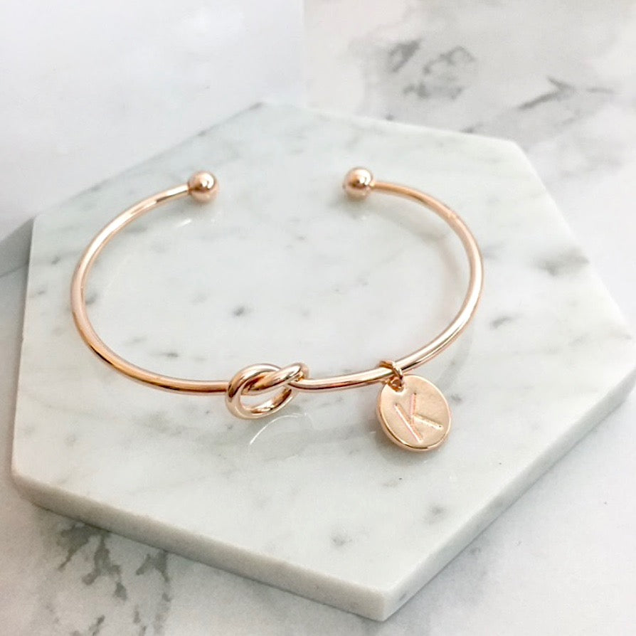 "Valerie" - Knot Bangle Bracelet - Available in Silver, Rose Gold and Yellow Gold