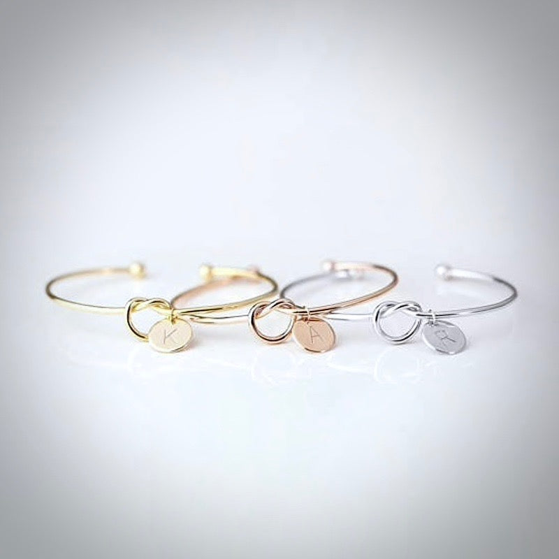 "Valerie" - Knot Bangle Bracelet - Available in Silver, Rose Gold and Yellow Gold