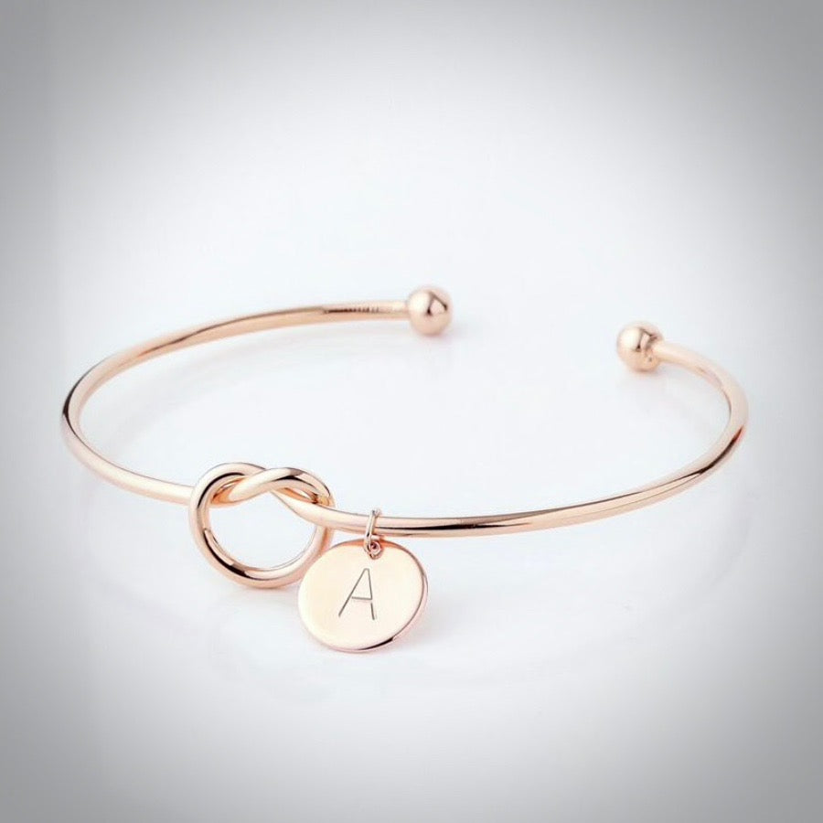 "Valerie" - Knot Bangle Bracelet - Available in Silver, Rose Gold and Yellow Gold