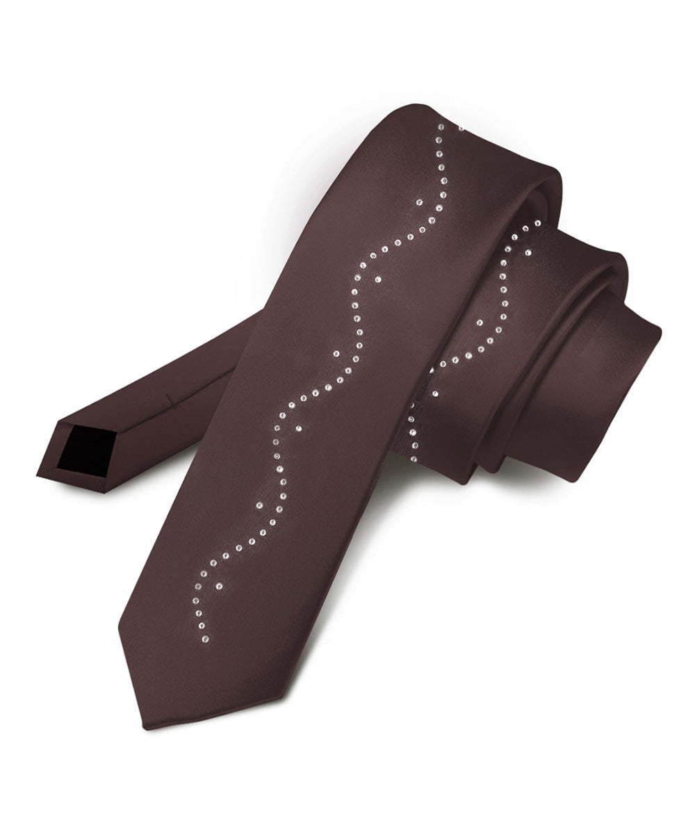 Vittorio Farina Men's Satin Skinny Necktie with Rhinestones