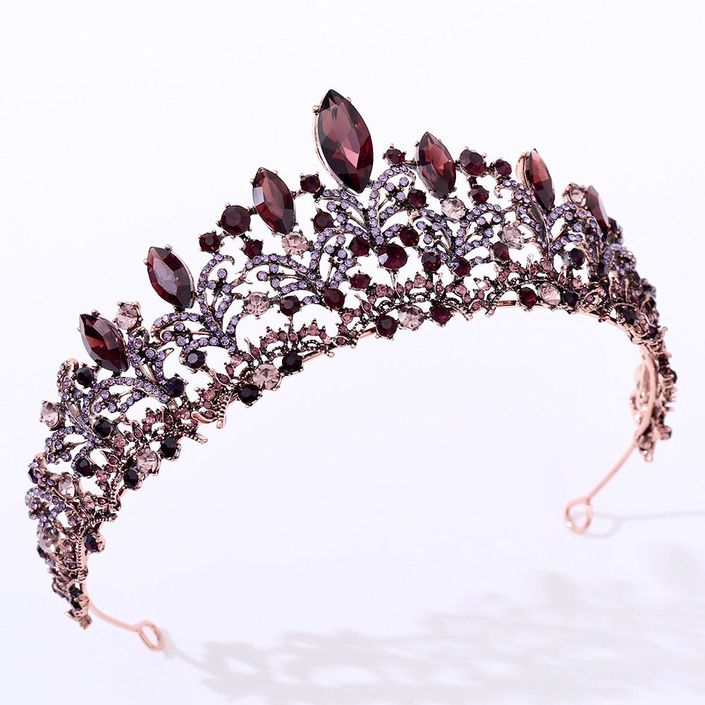 "Elowen" - Victorian Gothic Burgundy Bridal Tiara
