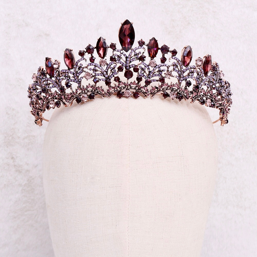 "Elowen" - Victorian Gothic Burgundy Bridal Tiara