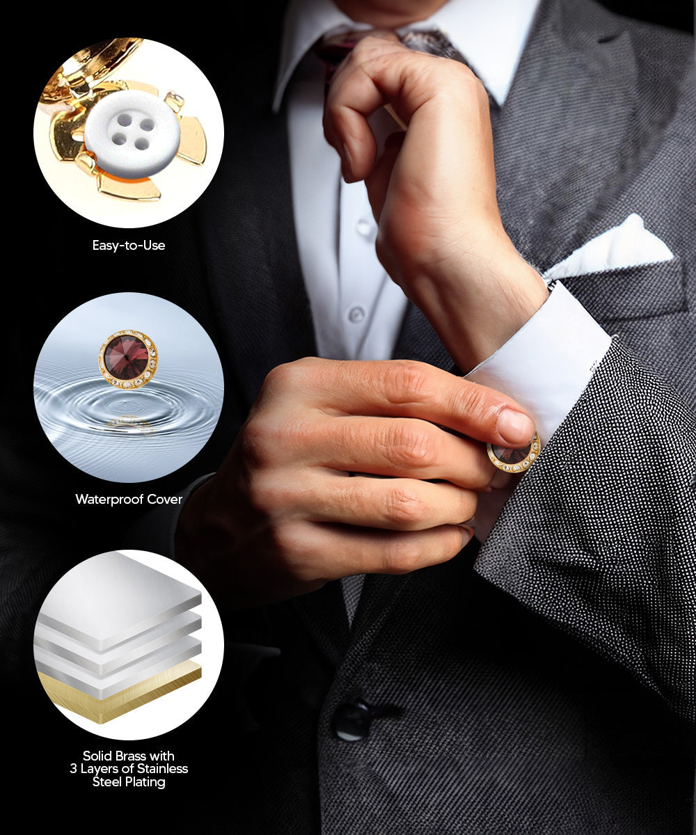 Vittorio Vico Men's Crystal Colorstone Button Cover