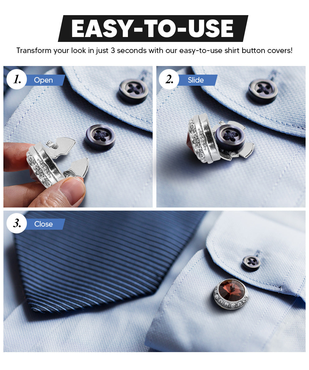 Vittorio Vico Men's Crystal Colorstone Button Cover