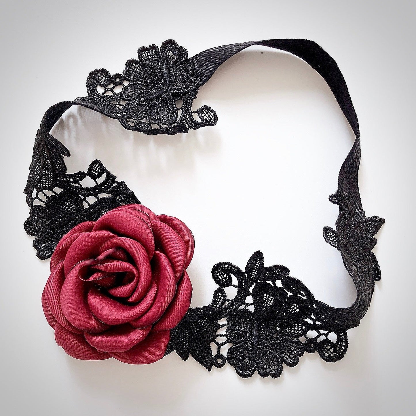 "Bridget" - Black and Burgundy Gothic Bridal Garter Set