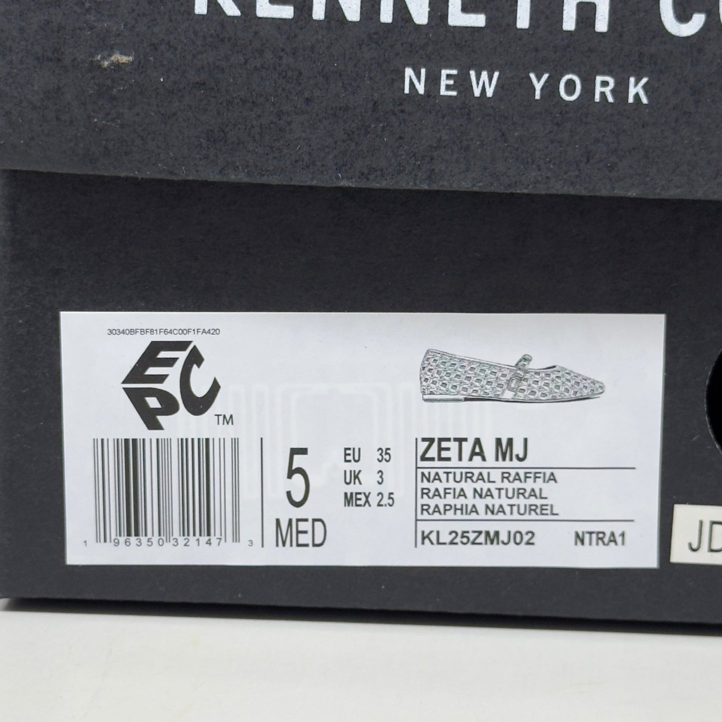 KENNETH COLE New York Zeta Raffia Jewel Jane Flat Women's Sz 5 Tan KL25ZMJ01