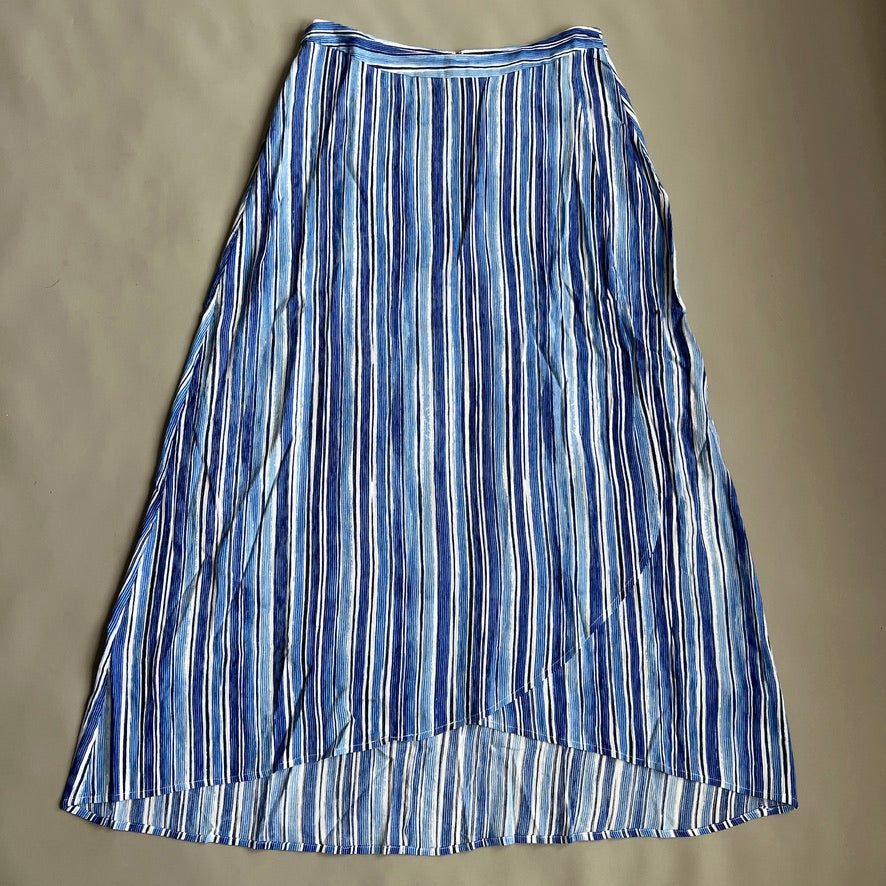 TOMMY BAHAMA Women's Divine Lines Maxi Skirt White Blue Boho Stripe Size 8 (New)