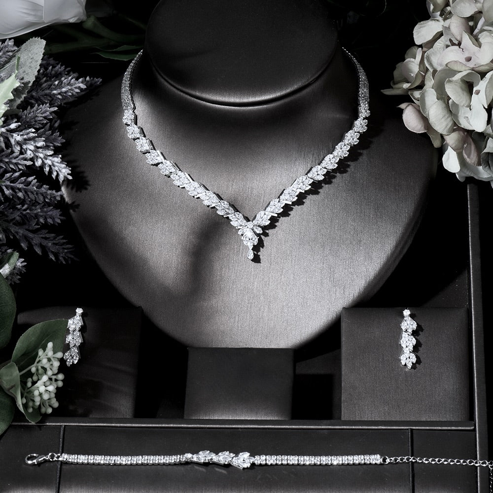 Seychelles - Silver Cubic Zirconia Bridal Three-Piece Jewelry Set