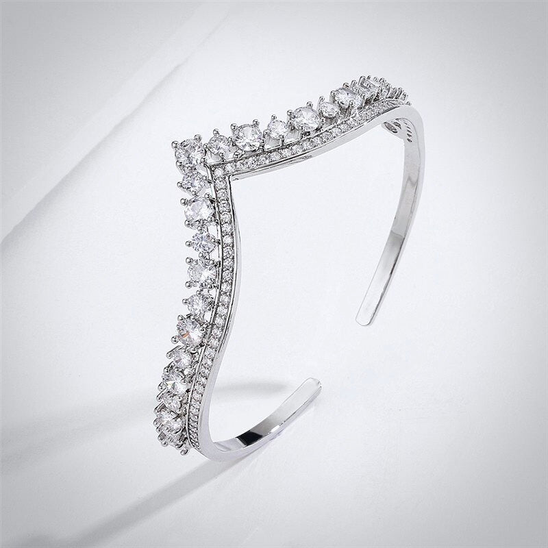 "Morena" - V-Shaped Cubic Zirconia Bridal Bracelet