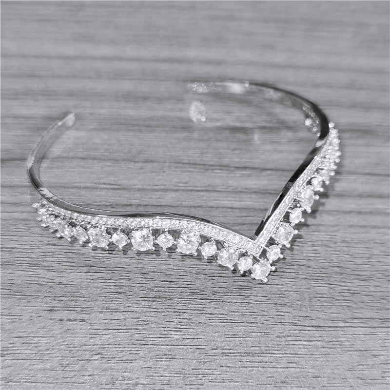 "Morena" - V-Shaped Cubic Zirconia Bridal Bracelet