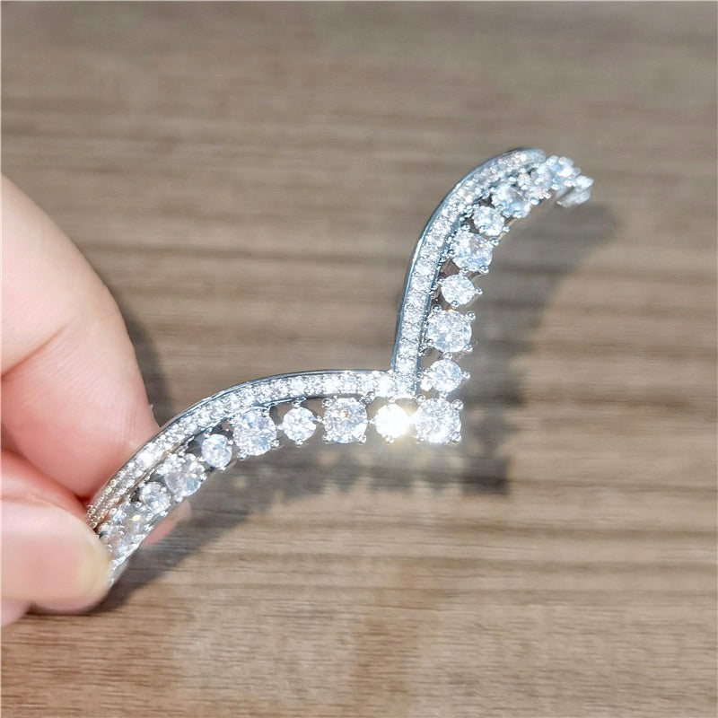 "Morena" - V-Shaped Cubic Zirconia Bridal Bracelet