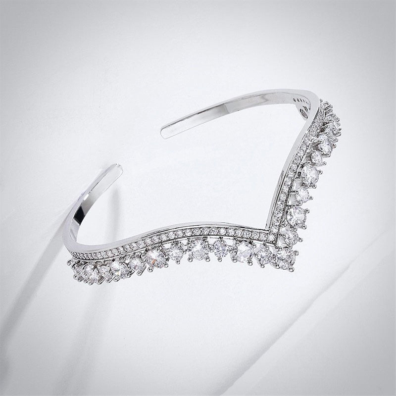 "Morena" - V-Shaped Cubic Zirconia Bridal Bracelet