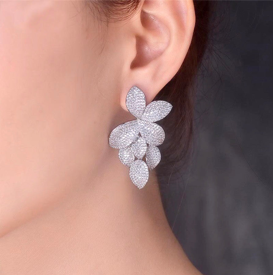 "Lucienne" - Cubic Zirconia Bridal Earrings - Available in Silver, Rose Gold and Yellow Gold