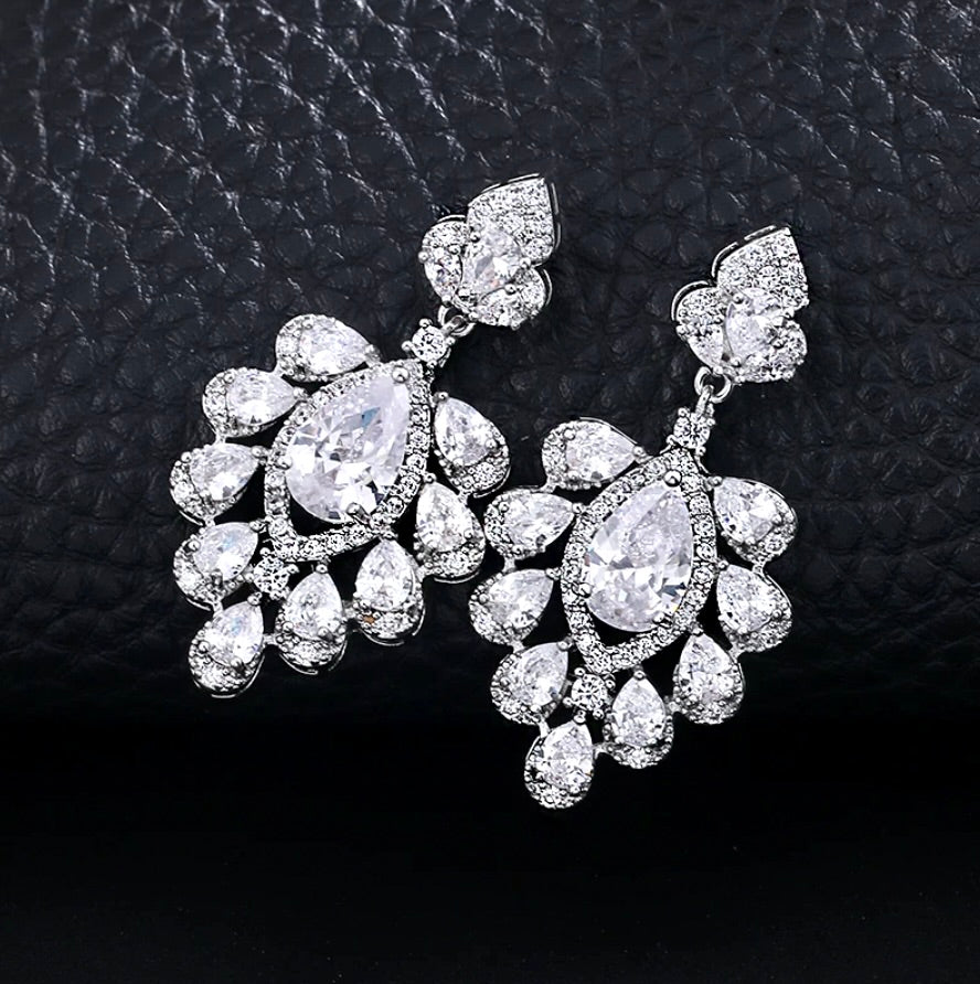 Octavia - Silver Cubic Zirconia Bridal Earrings