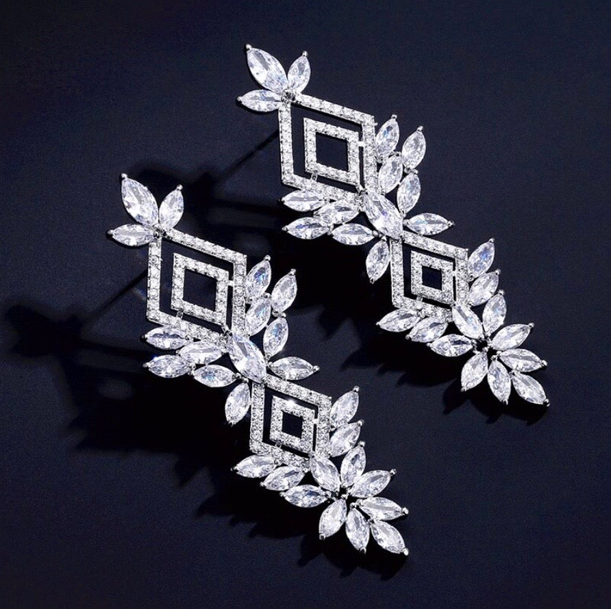 Lyra - Silver Cubic Zirconia Bridal Earrings
