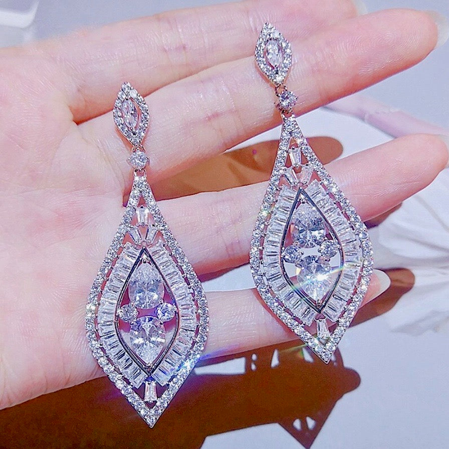 Starling - Silver Cubic Zirconia Bridal Earrings