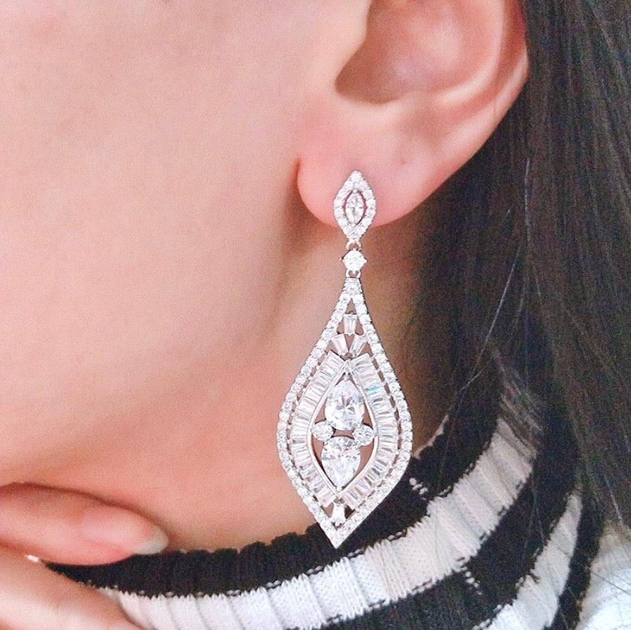 Starling - Silver Cubic Zirconia Bridal Earrings
