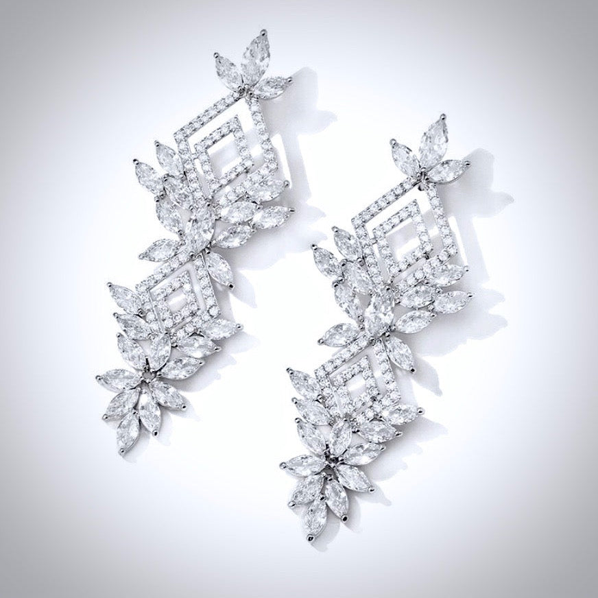 Lyra - Silver Cubic Zirconia Bridal Earrings