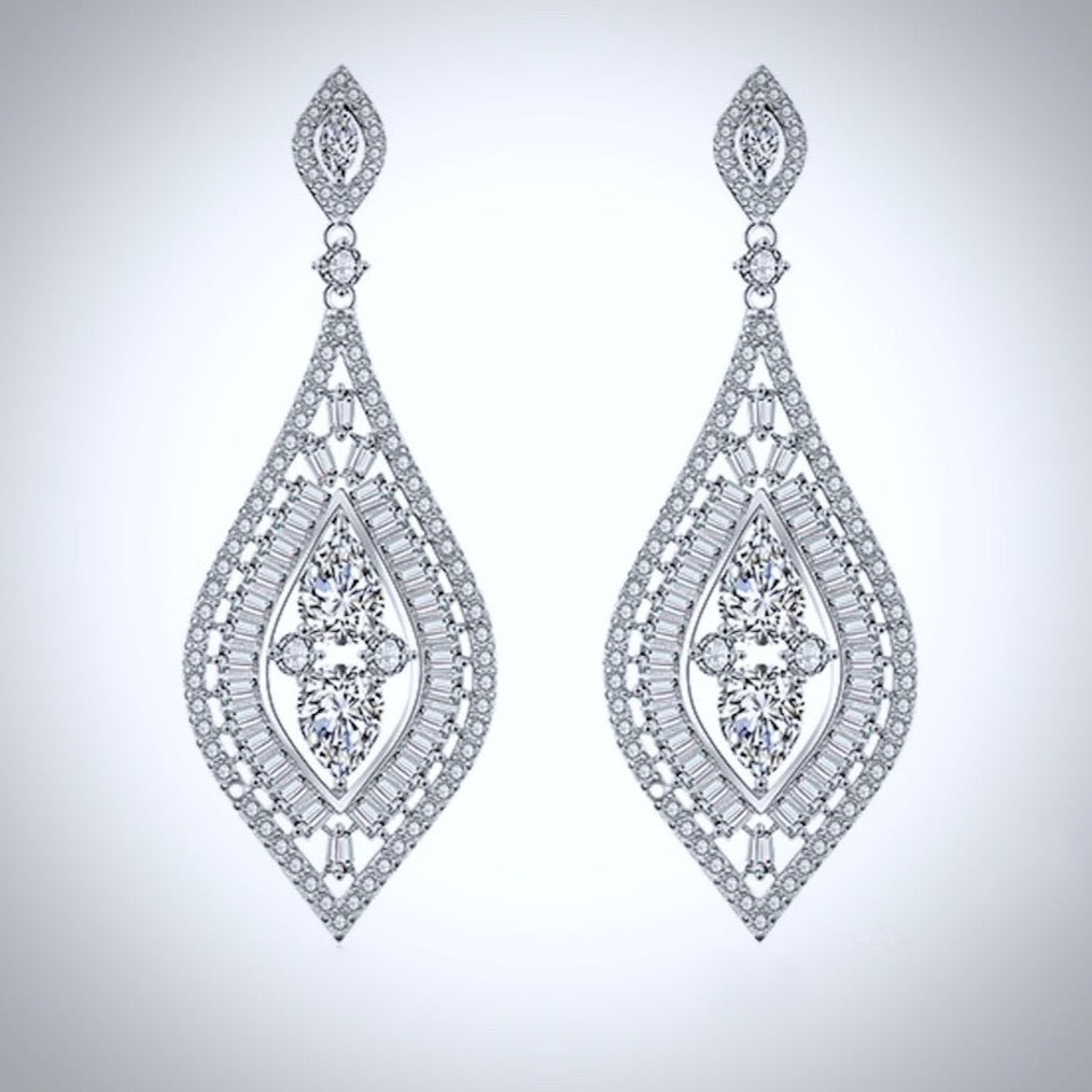 Starling - Silver Cubic Zirconia Bridal Earrings