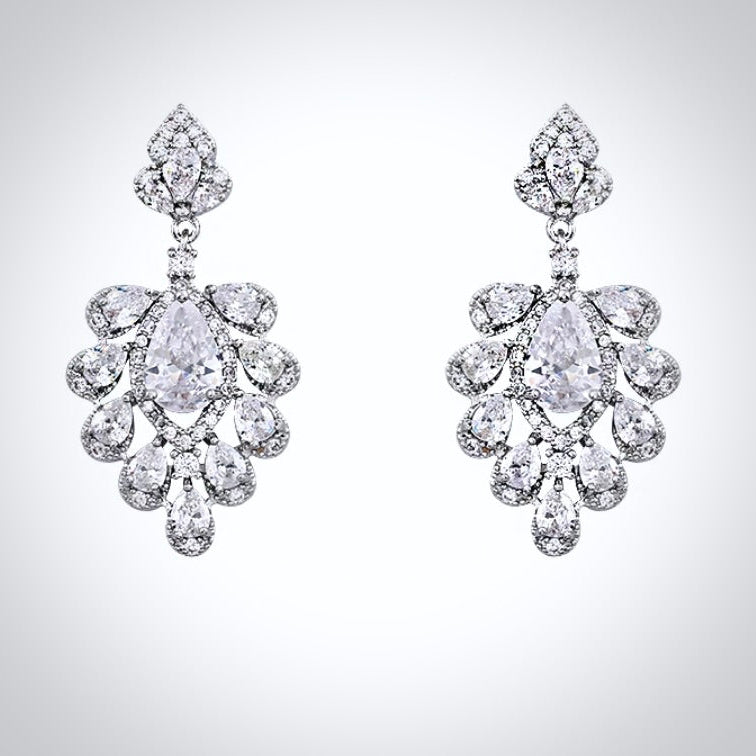 Octavia - Silver Cubic Zirconia Bridal Earrings