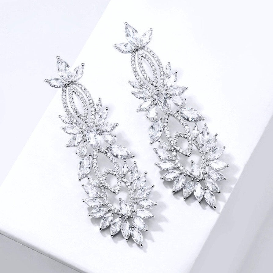 Giselle - Silver Cubic Zirconia Bridal Earrings