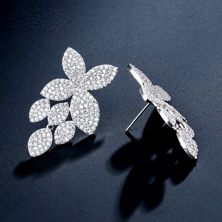 "Lucienne" - Cubic Zirconia Bridal Earrings - Available in Silver, Rose Gold and Yellow Gold