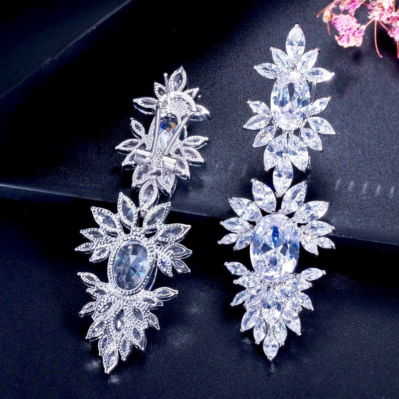 Elysia - Silver Cubic Zirconia Bridal Earrings