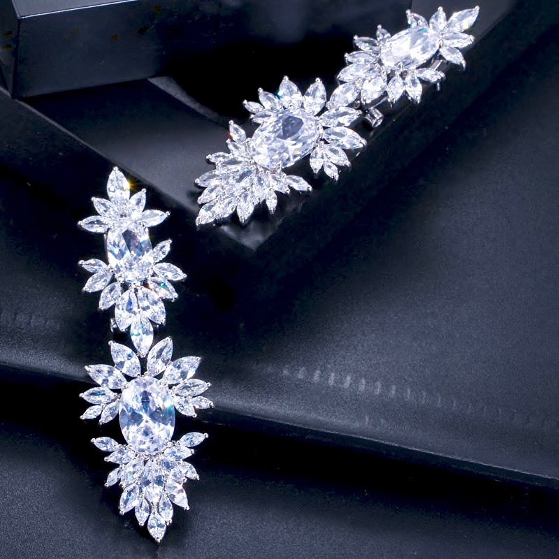 Elysia - Silver Cubic Zirconia Bridal Earrings