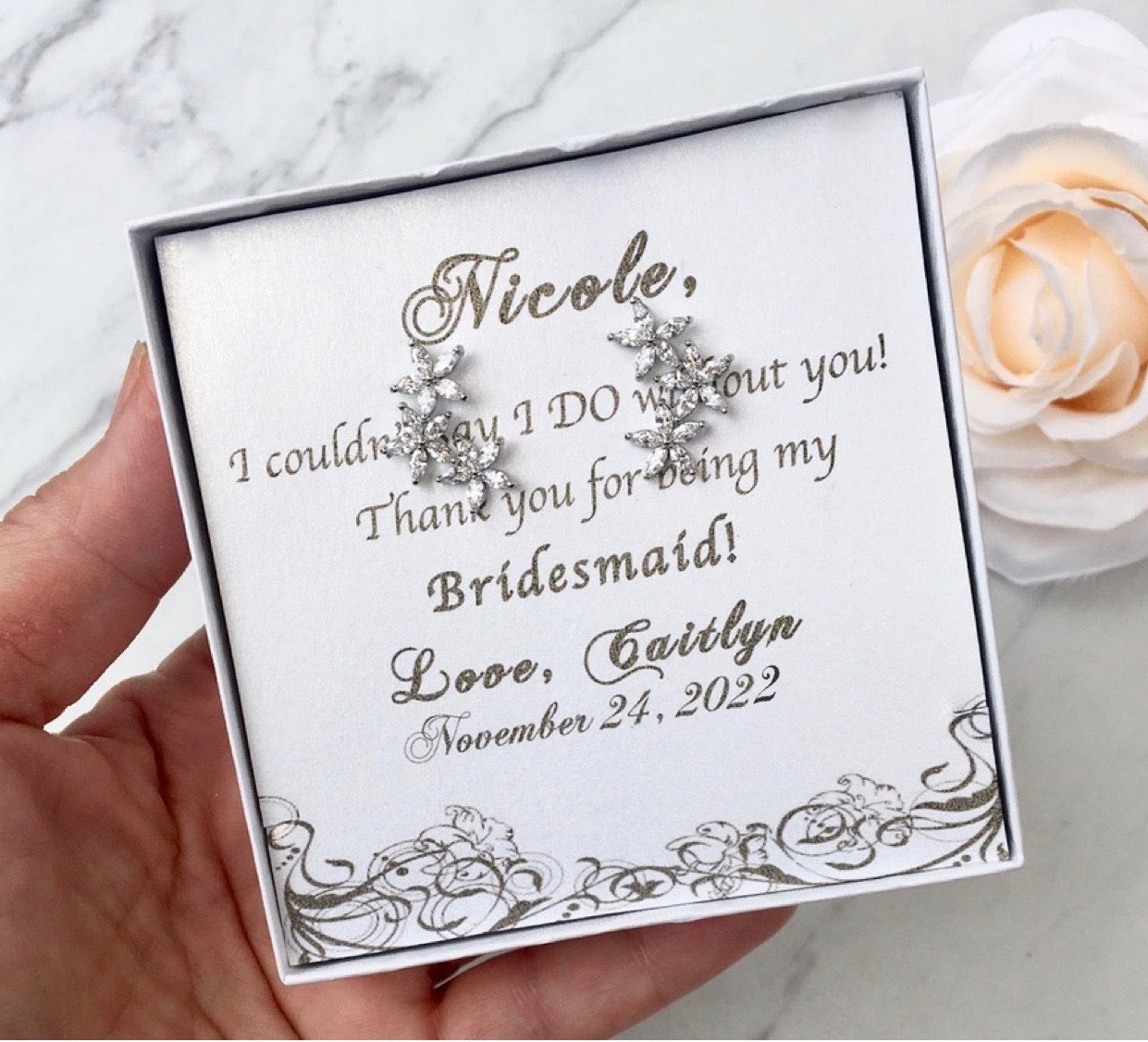 Debra - CZ Bridal Earrings, Bridesmaids Gift