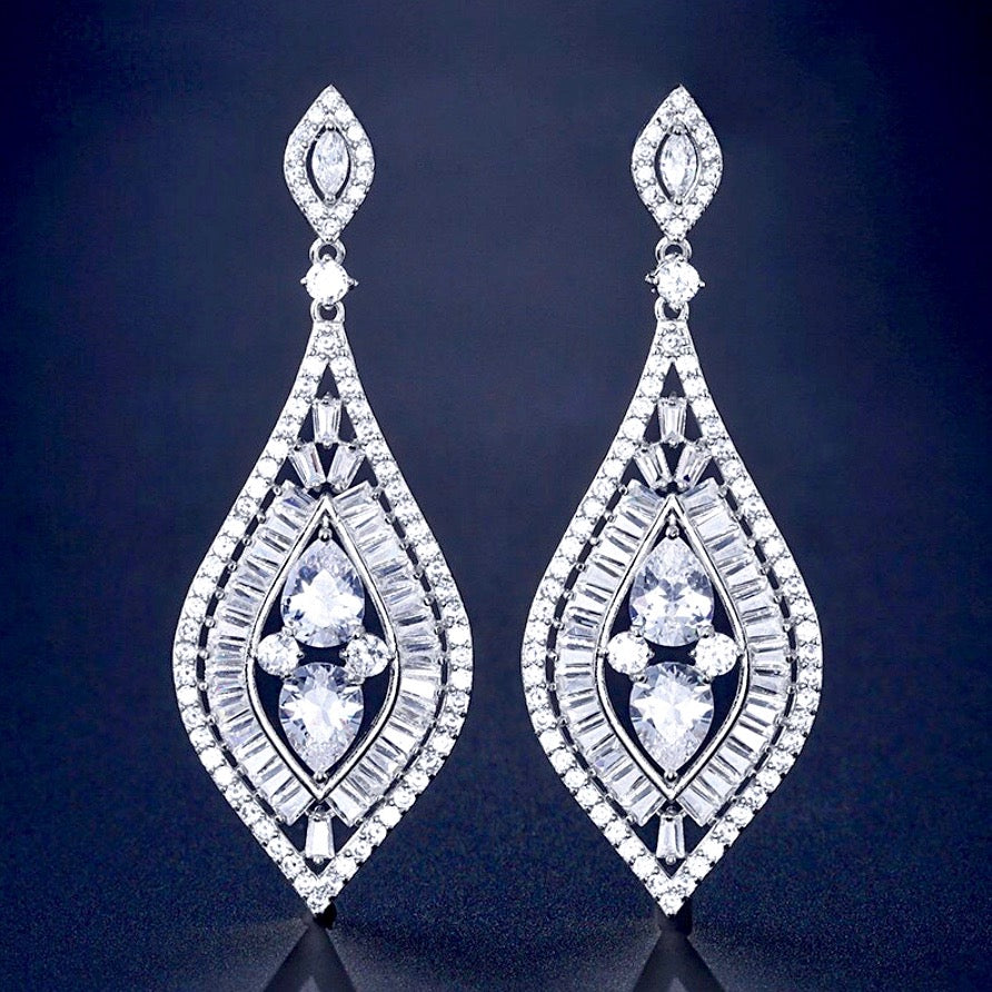 Starling - Silver Cubic Zirconia Bridal Earrings