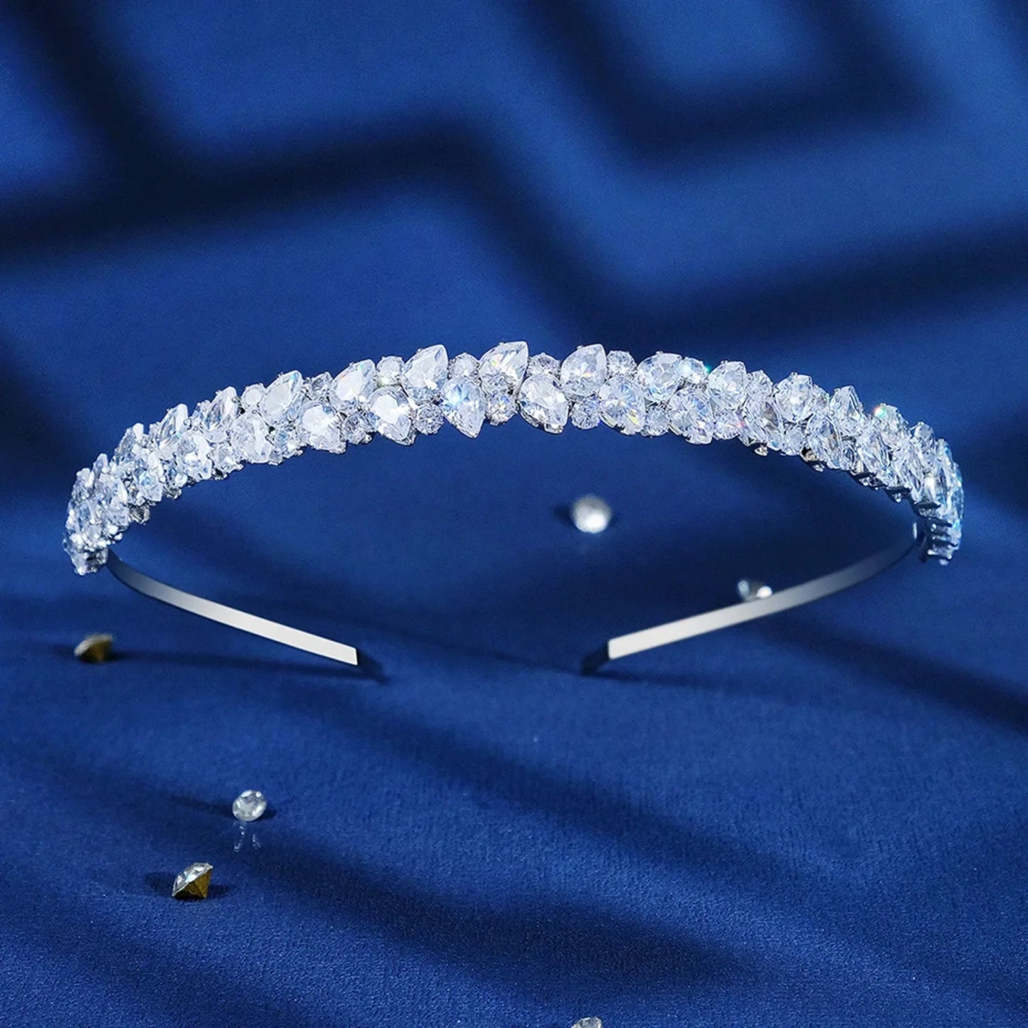 Solana - Silver Cubic Zirconia Bridal Headband