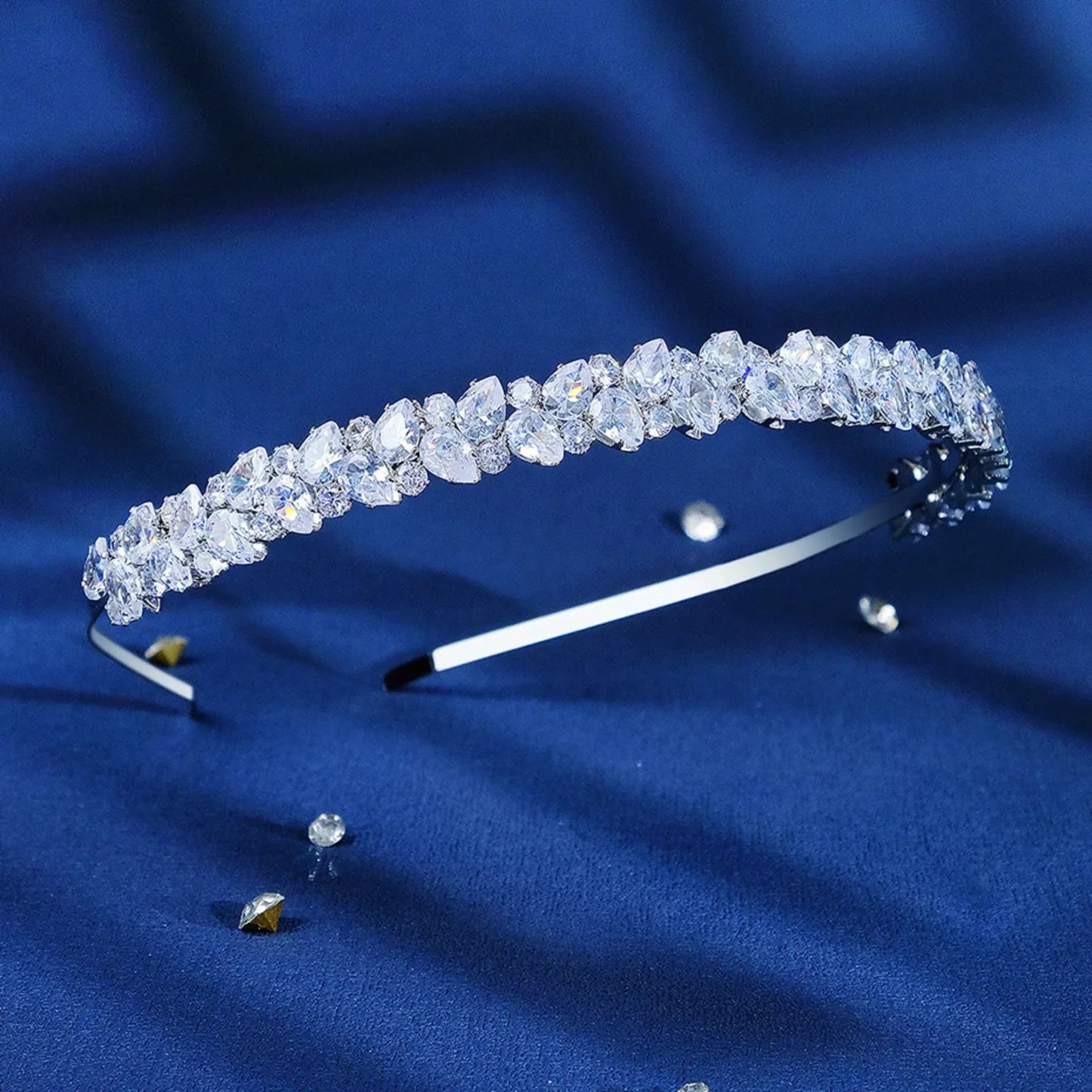 Solana - Silver Cubic Zirconia Bridal Headband