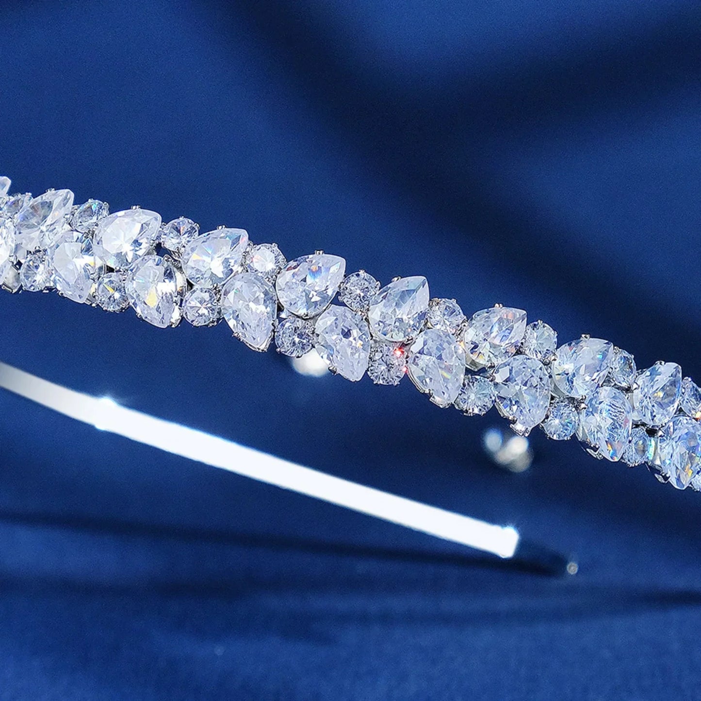 Solana - Silver Cubic Zirconia Bridal Headband