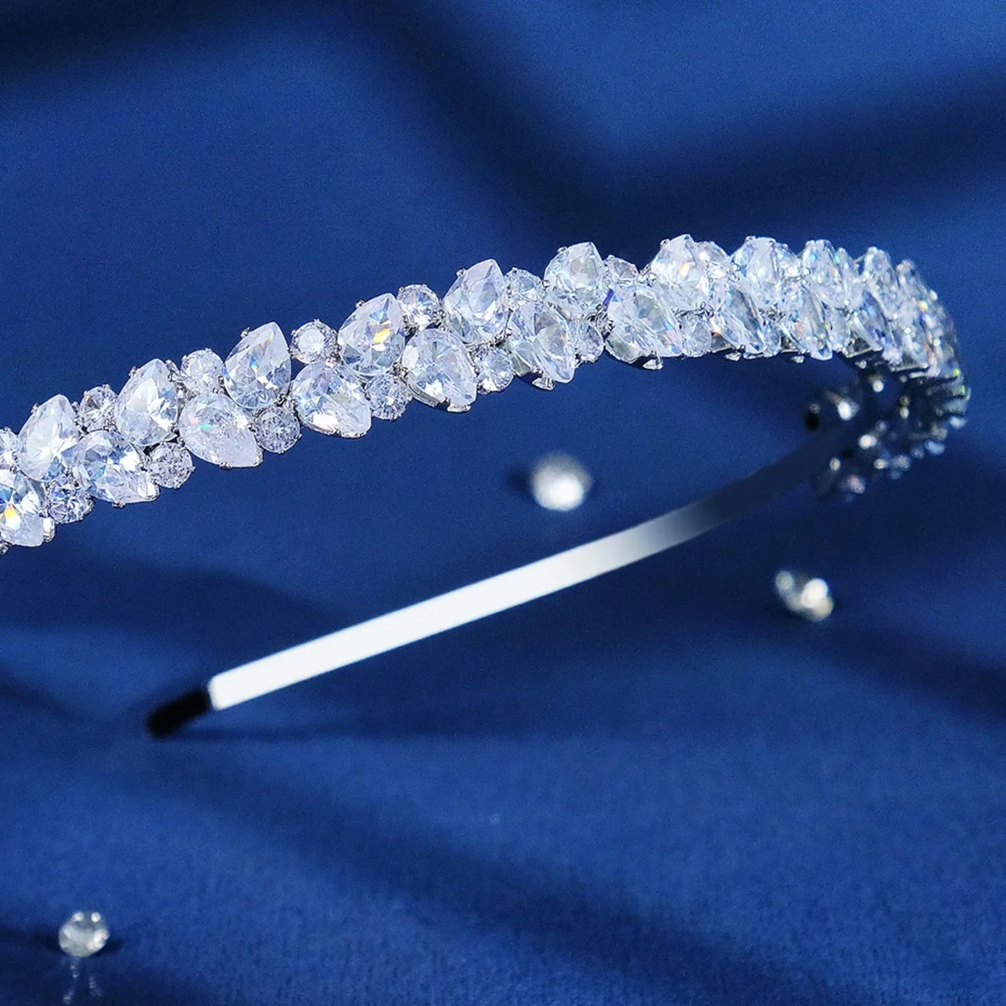 Solana - Silver Cubic Zirconia Bridal Headband