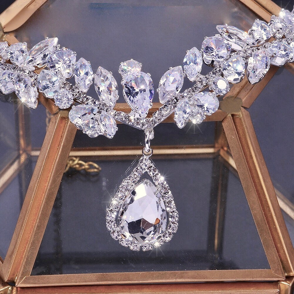 Imani - Cubic Zirconia Bridal Frontlet Tiara - Available in Silver and Gold