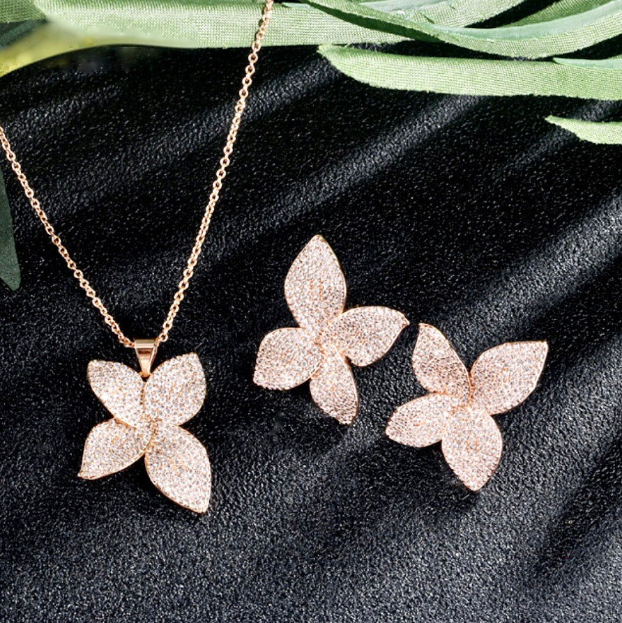 "Zinnia" - Cubic Zirconia Bridal Jewelry Set - Available in Silver, Rose Gold and Yellow Gold