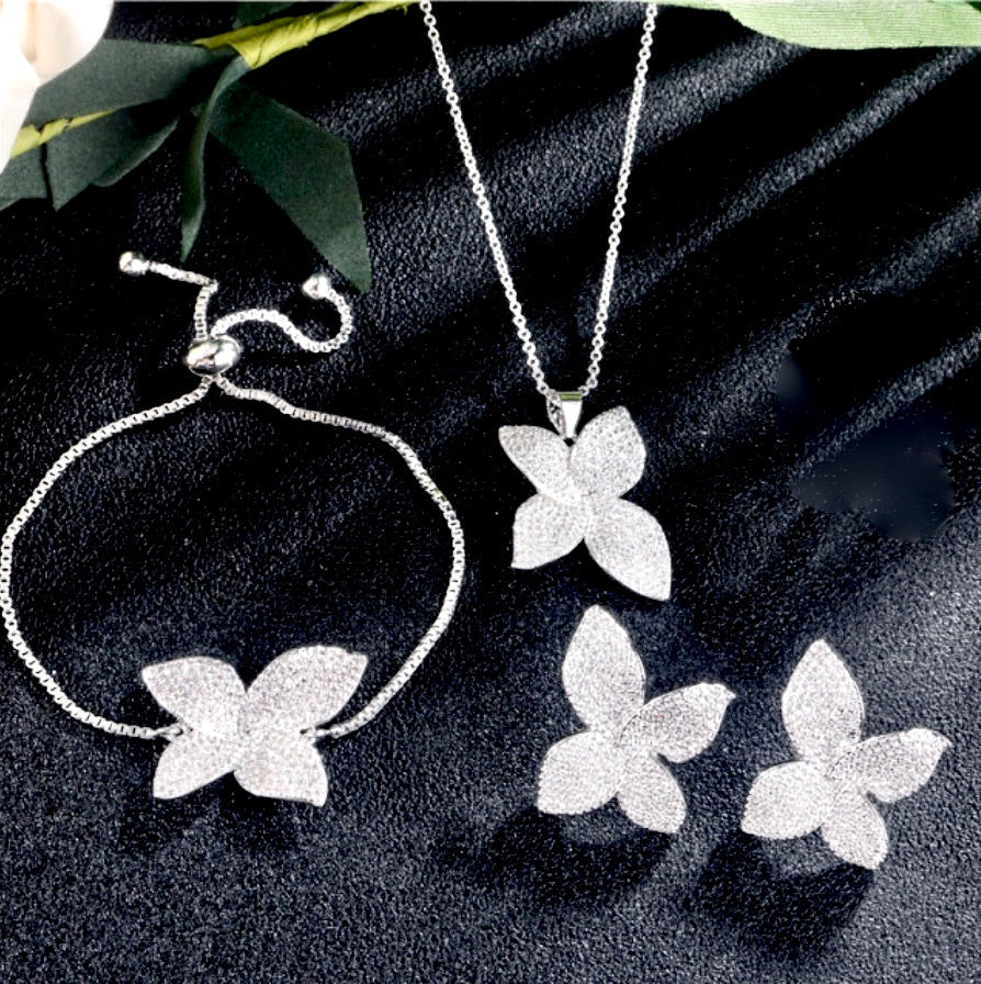"Zinnia" - Cubic Zirconia Bridal Jewelry Set - Available in Silver, Rose Gold and Yellow Gold