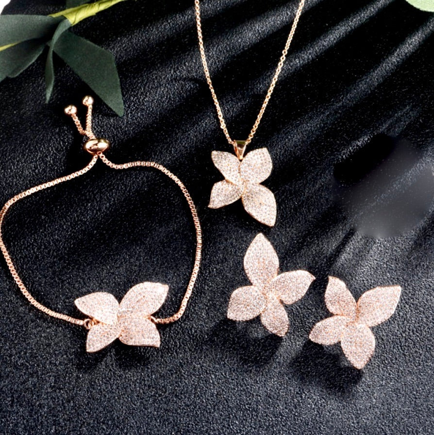 "Zinnia" - Cubic Zirconia Bridal Jewelry Set - Available in Silver, Rose Gold and Yellow Gold