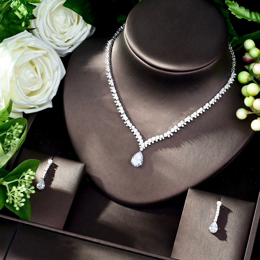 Eliza - Silver Cubic Zirconia Bridal Jewelry Set