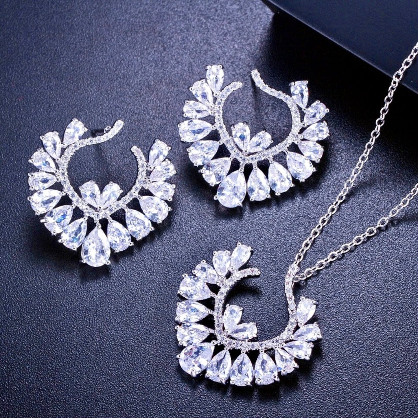 Sage - Silver Cubic Zirconia Bridal Jewelry Set
