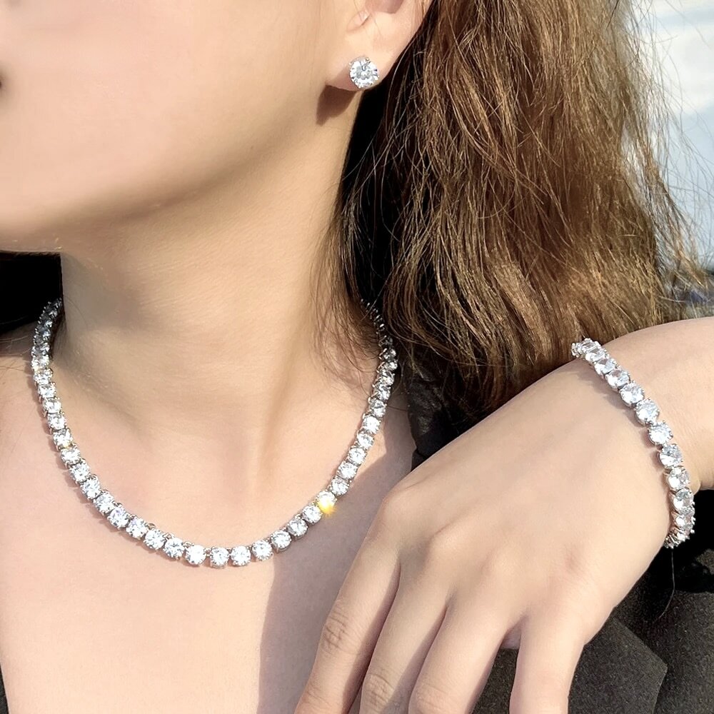 Brandi - Silver Cubic Zirconia Bridal Three-Piece Jewelry Set