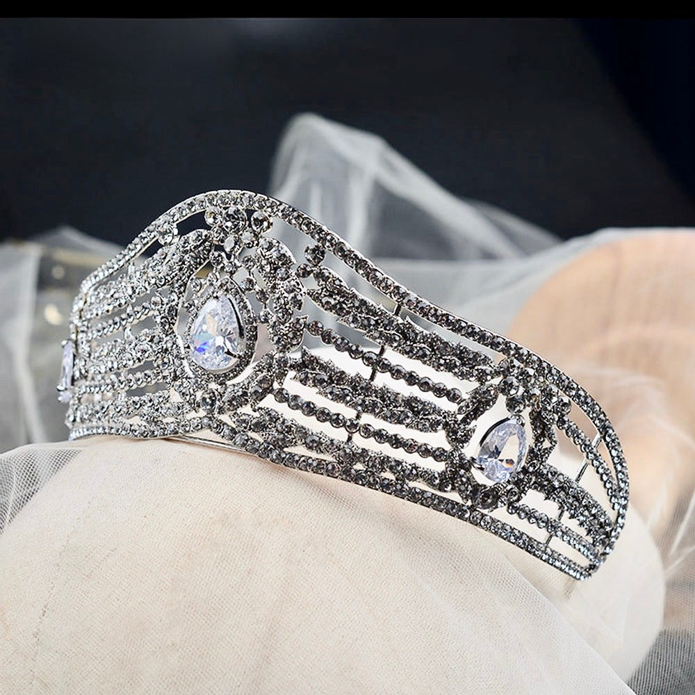 Olga - Silver Wedding Rhinestone Tiara