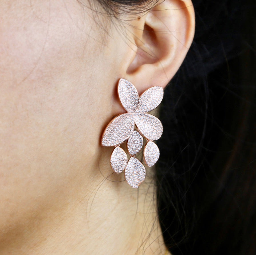 "Lucienne" - Cubic Zirconia Bridal Earrings - Available in Silver, Rose Gold and Yellow Gold